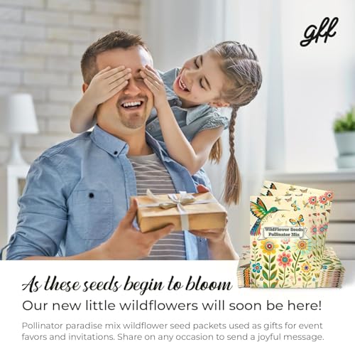 25 Wildflower Seed Packets - Pollinator Seed Mix for Guests - Thank You Gifts Party Favors - Gifts Wild Flower Throw and Grow Perennial Annual Mix to Attract Pollinators Bees - Hummingbirds Non-GMO - size: Pack of 25