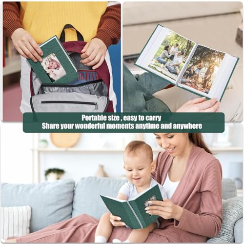 Photo Album 4x6 100 Pockets, Linen Cover Top Loader Vertical, Slip-in Picture Dark Green Pockets Albums for Wedding, Family, Anniversary, Baby, Vacation - color: Dark Greed, size: 100 Pockets