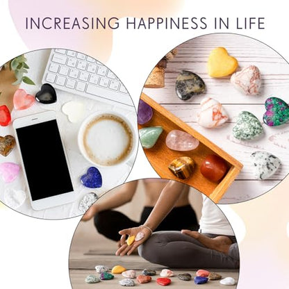 Nuenen 72 Pcs Heart Healing Stone 1.2 Inch Polished Healing Crystal Chakra Gems - size: 1.2 Inch