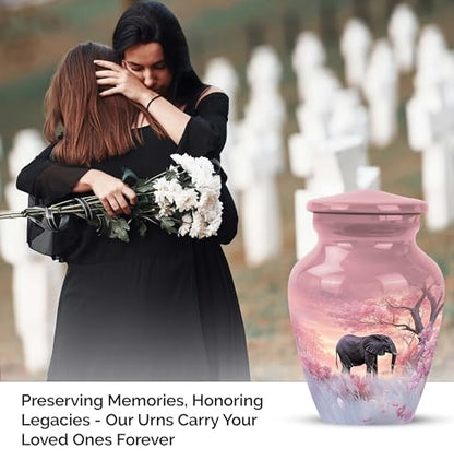 Elephant Cremation Urn for Human Ashes Set Large and Small 10 3 Inch - color: Elephant-5, size: combo-1