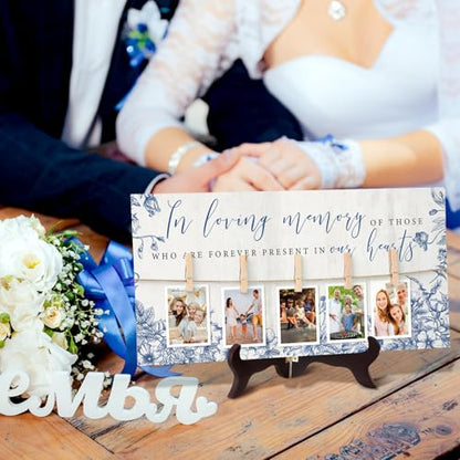 RattanView Wood Memory Sign 16 x 8 Inch in Loving Memory, Blue Floral - style: Blue Floral