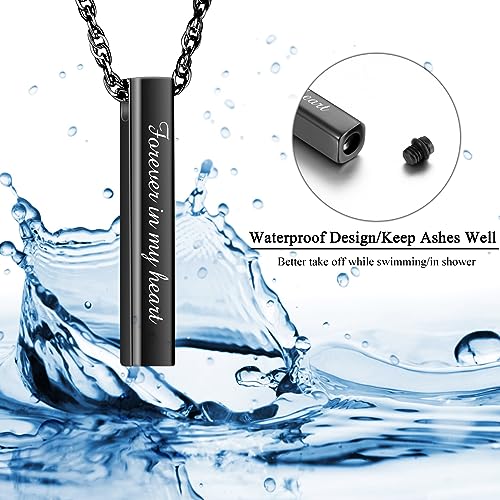 abooxiu Urn Necklace for Human Ashes Cremation Jewelry for Ashes Stainless Steel Keepsake Ashes Necklace Memorial Urn Jewelry Pendant for Women Men - Forever in my heart - style: Black-engraving
