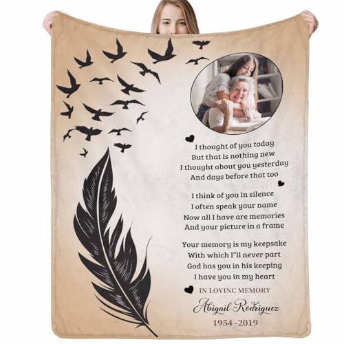 Custom Memorial Blanket with Picture Personalized Sympathy Remembrance Condolences Bereavement Gifts Sympathy Gifts for Loss of Loved One Mother Dad Grandma Grandpa Sister Daughter Friend - color: Design9
