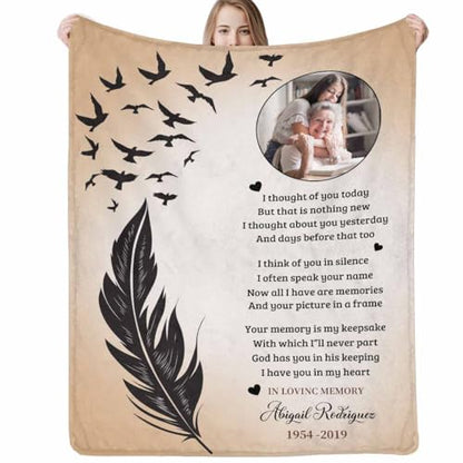 Custom Memorial Blanket with Picture Personalized Sympathy Remembrance Condolences Bereavement Gifts Sympathy Gifts for Loss of Loved One Mother Dad Grandma Grandpa Sister Daughter Friend - color: Design9