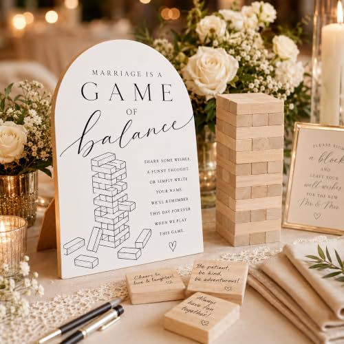 Marriage Is a Game of Balance Sign, Tumbling Tower Game Sign - color: Tumbling Tower