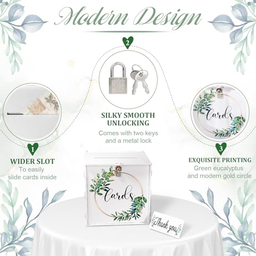 White Wedding Card Box with Lock, PVC Gift Card Box for Wedding Decorations