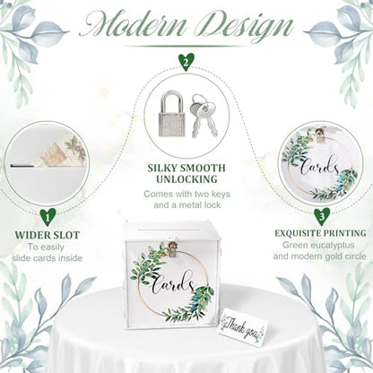White Wedding Card Box with Lock, PVC Gift Card Box for Wedding Decorations