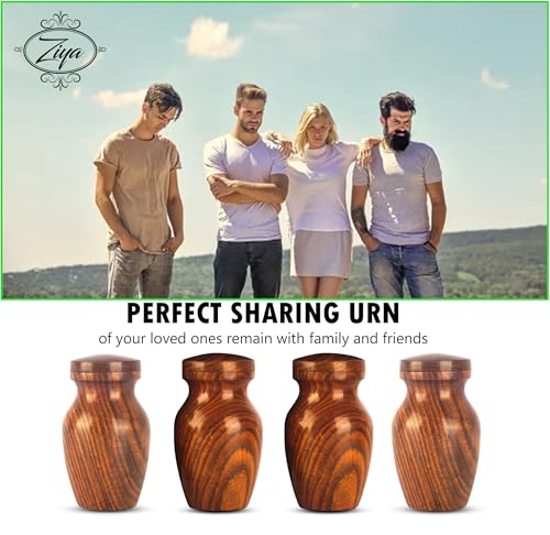 ZIYA Wooden Small Keepsake Cremation Urn for Human Ashes with Black Velvet Case - Memorials Mini Sharing Personal Funeral Urn for Pet or Human Ashes Token - size: Single-Keepsake