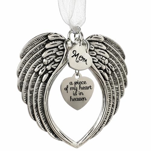 Custom Memorial Angel Wings Christmas Ornament – A Piece of My Heart is in Heaven – Personalized Family Member Charm – Holiday Remembrance Gift
