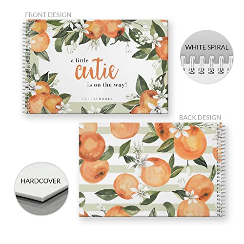 Canopy Street Hardcover Little Cutie Baby Shower Guestbook / 120 Lined Guest Signature Pages Inside / 5.5" x 8.5" Landscape Lay Flat Gender Neutral Guest Book/White Metal Spiral Binding - color: Little Cutie