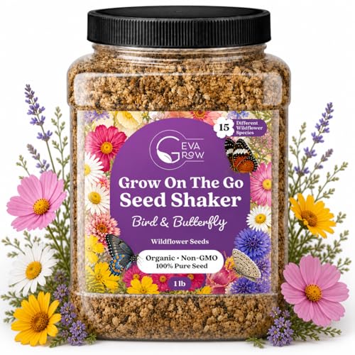 Bulk Wildflower Seed - Bird & Butterfly Garden Seed Mix | Bulk 300,000+ Annual & Perennial Flower Seeds for Planting - Attracts Hummingbirds & Butterfly | No Messy Bags or Packets | Bulk 1 Pound Jar - size: 1 Pound Tub, style: Bird & Butterfly Mix