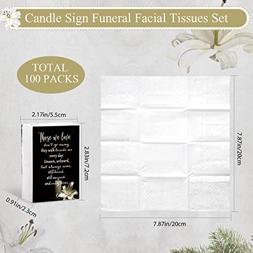 100 Packs Funeral Facial Tissues Memorial Keepsake Pocket Tissue Those We Love Don't Go Away Inspirational Poem Tissue 3 Ply Napkin Packs Funeral Favor for Guests Family Relative, 700 Sheets(Black) - color: Black
