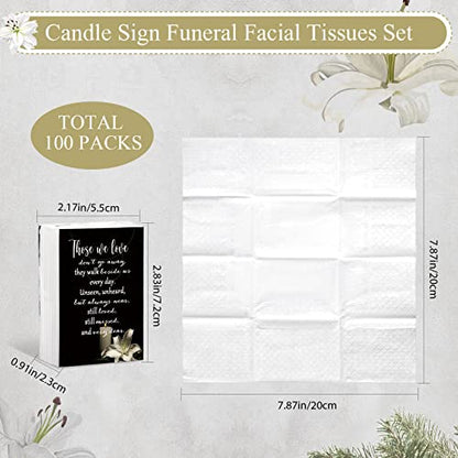 100 Packs Funeral Facial Tissues Memorial Keepsake Pocket Tissue Those We Love Don't Go Away Inspirational Poem Tissue 3 Ply Napkin Packs Funeral Favor for Guests Family Relative, 700 Sheets(Black) - color: Black