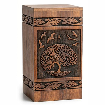 Wooden Cremation Urns Box for Human Ashes, Memorial Keepsake Boxes for Adults, Male/Female,Child, Pets Dog Cat Wood Burial Funeral Container (Peace Birds) Urn, Capacity (Large (180 lbs - 82 kg) - size: Large (180 lbs- 82 kg)
