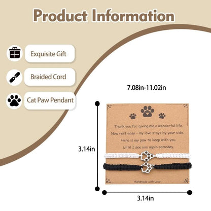 Pet Memorial Gifts for Loss of Dog Cat Paw Print Bracelets for Women Men Pet Sympathy Gift Remembrance Bereavement Gifts Idea - color: Black & White