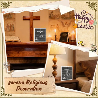 ARTINAEL Christian Gifts for Women Faith, Wood Jesus Art Decor Signs & Plaques for Entryway Table Desk Shelf Tiered Tray, Inspirational Butterfly Design Motivational Gift for Home Office Farmhouse - style: Faith