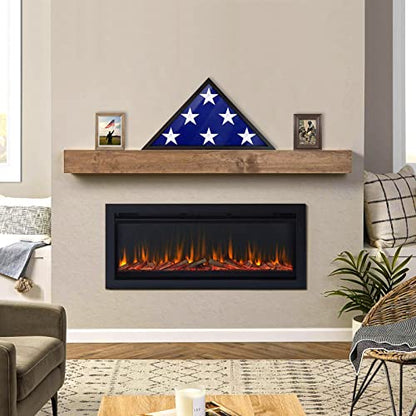 ASmileIndeep Flag Display Case - 5' x 9.5' Funeral & Military Flag Shadow Box with HD Tempered Glass and Wall Mount, Folded Triangle Flag Holder Frame for Veterans, Black - size: For 5' x 9.5' Flag-Black