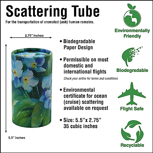 Casket Depot Forget-Me-Not Mini Size Memorial Collection Paper Biodegradable Urn for Spreading Ashes - Bio Urn for Scattering Ashes (Mini Memento Size 35 Cubic Inches)