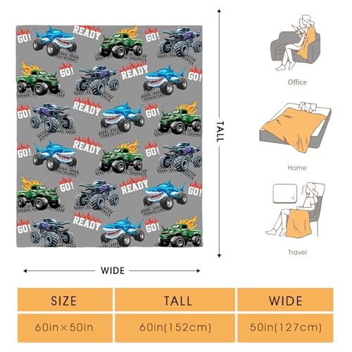 Car Shark Blanket Gifts for Adults Men Women Boys Girls Birthday Christmas Halloween Easter Dad Husband Boyfriend Son Throw Blanket 60"x80" - color: Car2, size: 60"x80"