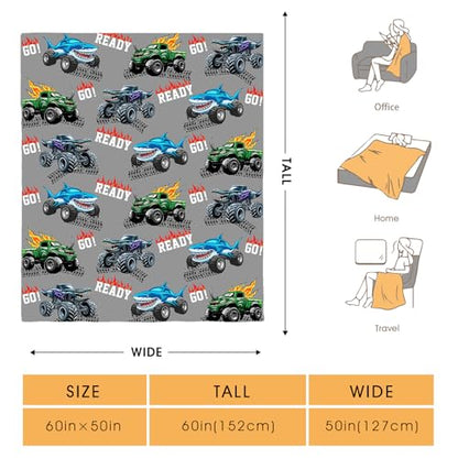 Car Shark Blanket Gifts for Adults Men Women Boys Girls Birthday Christmas Halloween Easter Dad Husband Boyfriend Son Throw Blanket 60"x80" - color: Car2, size: 60"x80"