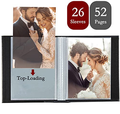 Photo Album 8x10 Clear Pages Pockets Leathe Cover Slip Slide in Photo Album Holds 50 Vertical 8x10 Photos Picture Book for Wedding Family (Brown) - color: Brown, size: 50 Pockets/1PK