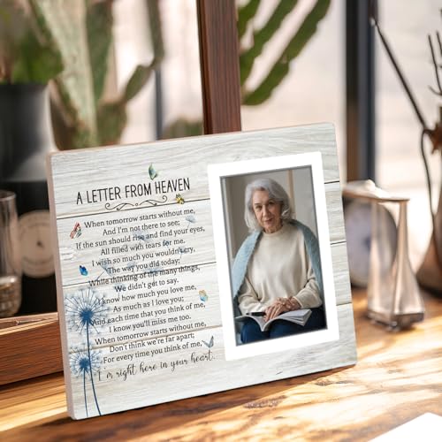 Letter from Heaven Memorial Picture Frame, Sympathy Gifts Bereavement Gifts for Loss of Loved One, In Loving Memory Photo Frame Gift, Memorial Condolences Remembrance Mother Father Gift 4x6 in