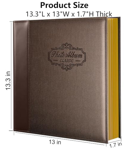 Photo Album Holds 3X5, 4X6, 5X7, 6X8, 8X10 Photos, Leather Cover, Magnetic Self-Stick Page, Hand Made DIY Albums (Dark Brown, Large) - color: Dark Brown, size: Large