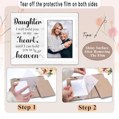 Memorial Photo Frame, Sympathy Gifts for Loss of Daughter, in My Heart, in Loving Memory Wooden Picture Frame,Passed Away Condolence Gifts for Loss of Daughter (White-Daughter 4 x 6 Photo)