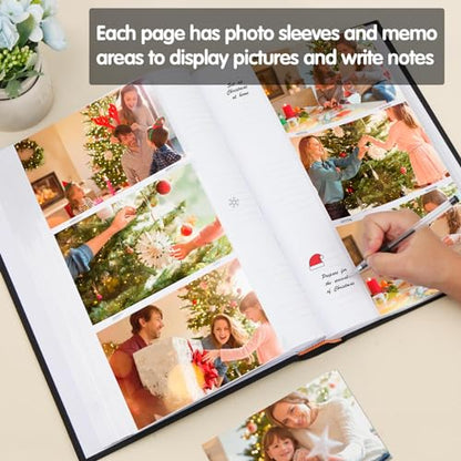 450 Pocket 4x6 Photo Album with Writing Space, Linen Cover, Black - color: Black