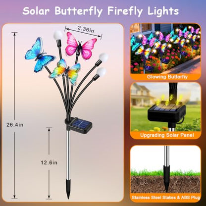 TEDOF 2 Pack Solar Butterfly Outdoor Lights Waterproof for Garden - color: 2 Pack Butterfly Firefly Lights