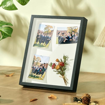 11x14 Shadow Box Frame with Shatterproof Clear Glass & Push Pins - color: Black+foam Back+foam Packaging, size: 11x14
