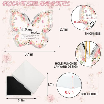 Dance Teacher Gift - Pink Acrylic Butterfly - A Thank You Souvenir for Women, a Farewell Souvenir for Dance Teachers, Gift for Teachers on Birthdays, Christmas, and Thanksgiving - color: Dance