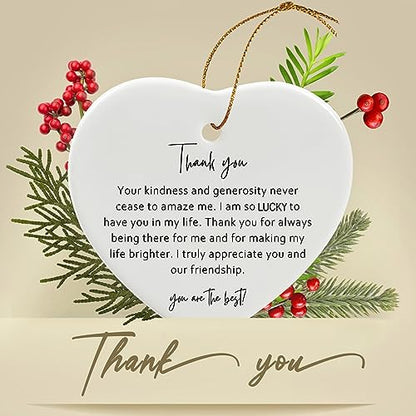 Jocidea Thank You Keepsake for Friend - Heart Christmas Ornament - Say Thanks - Friend Appreciation Gift - color: Truly Appreciate You and Our Friendship
