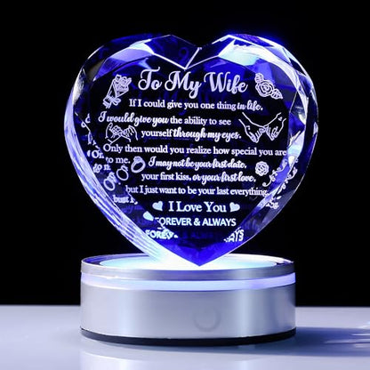 Crystal Heart Wife Gift Laser Engraved Love Message - color: Wife Gift-1
