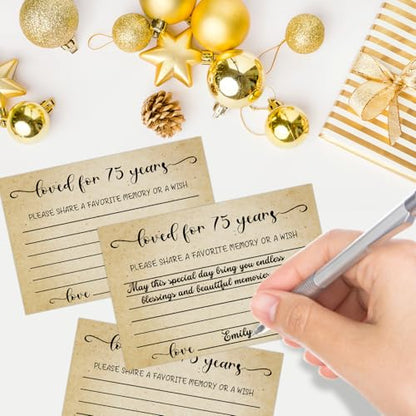 75th Birthday Party Share a Memory Set, 1951 Birthday Gifts for Women Men, 1951 Wooden Share A Memory Box with Memory Sign and 50 Pcs Memory Cards, 1951 Birthday Gifts, 75th Birthday Party Decorations - style: 75-1951