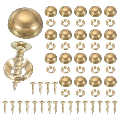 Brass Decorative Screws with Caps, Mirror Screw Self Tapping Screws Decorative Cover - Fitting for(Furniture Fixing- Wall Hangings - Wood Handcrafted) 13mm & 20 Pack & Yellow - color: Yellow, size: 13mm