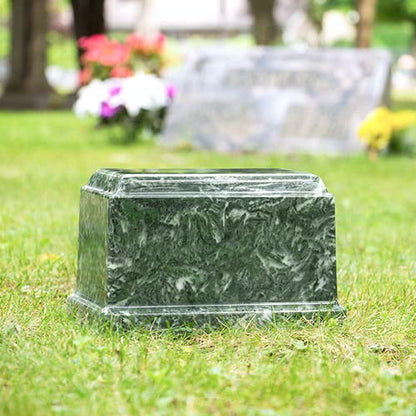 Emerald Olympus Cultured Marble Cremation Urn for Human Ashes, Green, Ground Burial, Home Display and Funeral Memorial - color: Emerald
