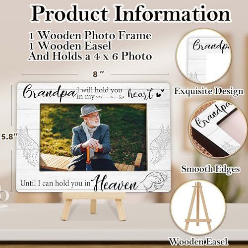 Memorial Gifts Loss of Grandpa, Sympathy Picture Frame, Remembrance Gifts Wooden Photo Frame with Easel, 4x6 Bereavement Picture Frame for Tabletop Display - G09 - style: Loss of Grandpa