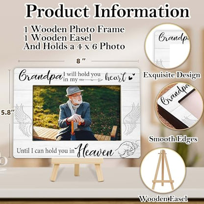 Memorial Gifts Loss of Grandpa, Sympathy Picture Frame, Remembrance Gifts Wooden Photo Frame with Easel, 4x6 Bereavement Picture Frame for Tabletop Display - G09 - style: Loss of Grandpa