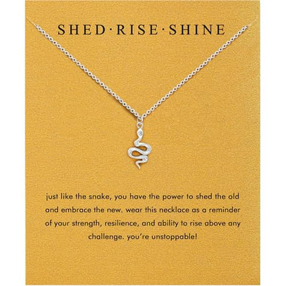 Baydurcan Pendant Necklace for Women Friends Sister Birthday Christmas Gift | Silver Evil Eye Ankh Mary Friendship Dragonfly Hummingbird Snake Turtle Pendant Necklace for Her Just Because Gifts - style: Snake