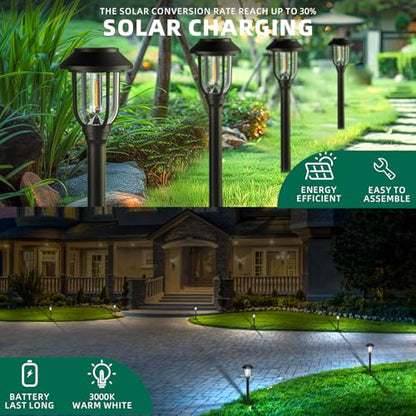 ILANCK 12 Pack Solar Lights Outdoor, 6000K Bright Solar Pathway Lights for Outside, Auto On/Off Waterproof Solar Powered,Landscape Lighting for Walkway, Yard, Path, Driveway, Garden - color: 6000K White Light