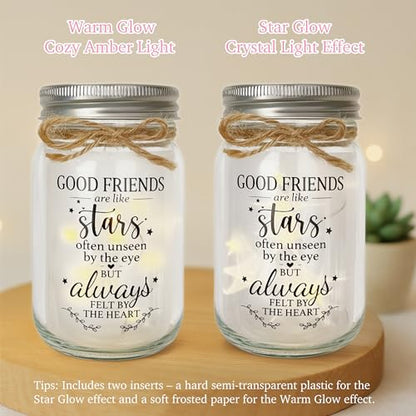 Friendship Gifts for Women, Mason Jar Night Light for Friends, Friendship Keepsake Home Decor, Birthday Thank You Gift for Bestie - style: Friend Gifts
