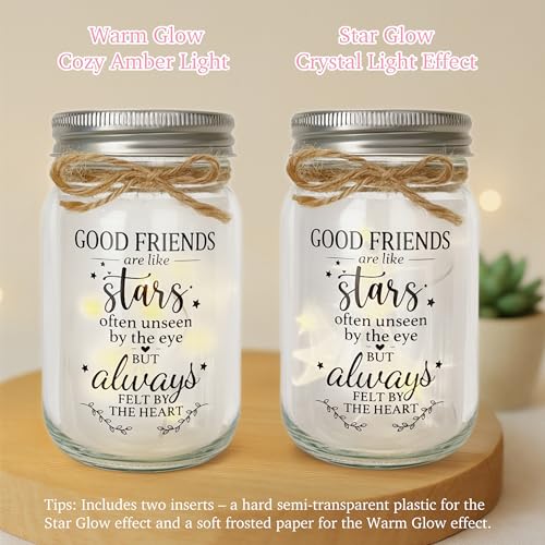 Friendship Gifts for Women, Mason Jar Night Light for Friends, Friendship Keepsake Home Decor, Birthday Thank You Gift for Bestie - style: Friend Gifts
