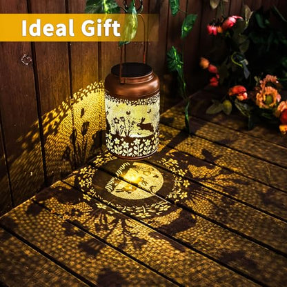 Fathers Day Gifts Rabbit Solar Lanterns Outdoor Waterproof,Hanging Bunny Solar Lights Metal Decoration Outside for Yard,Patio,Porch, Pathway, Lawn Garden Decor Lantern Gifts for Women Mom - style: C.Rabbit