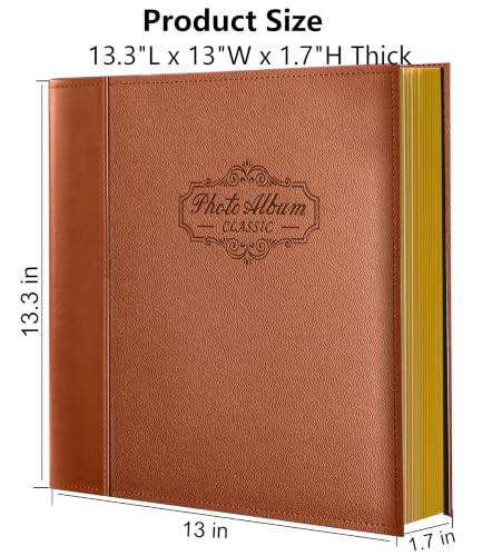 Photo Album Holds 3X5, 4X6, 5X7, 6X8, 8X10 Photos, Leather Cover, Magnetic Self-Stick Page, Hand Made DIY Albums (Brown, Large) - color: Brown, size: Large