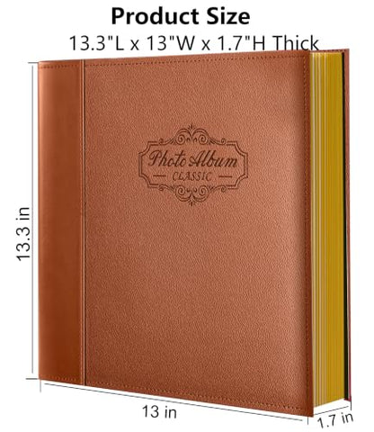 Photo Album Holds 3X5, 4X6, 5X7, 6X8, 8X10 Photos, Leather Cover, Magnetic Self-Stick Page, Hand Made DIY Albums (Brown, Large) - color: Brown, size: Large