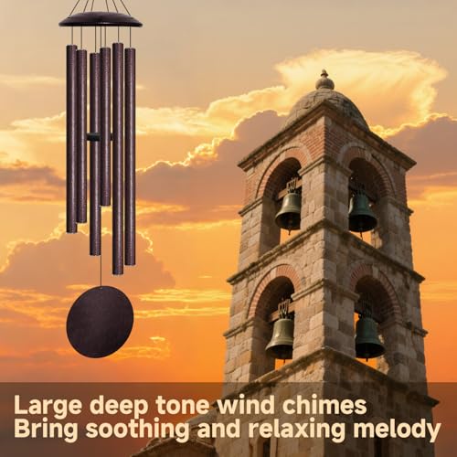 45" Large Wind Chimes for Outside, 6 Thick and Bold Aluminum Tubes (Bronze) - color: Bronze