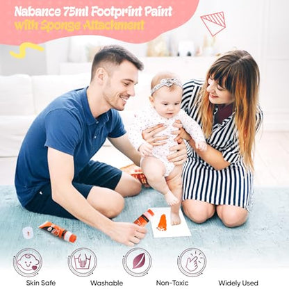 Nabance 2.54 fl oz Orange Baby Hand and Footprint Friendly Ink Paint, Dog Cat Paw Print Safe Ink, Non-Toxic Acid-Free, Safe Gentle for Home School Christmas New Year DIY Keepsake Stamp - color: Orange