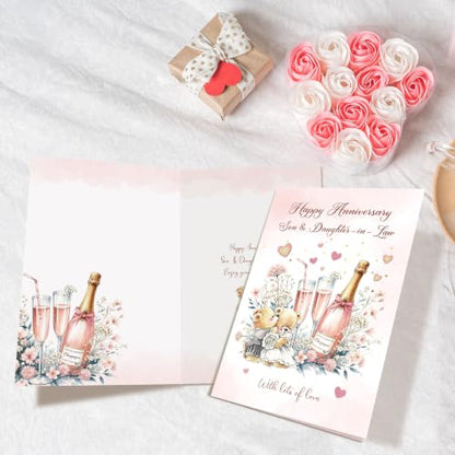 Happy Anniversary Card for Son and Daughter in Law, Cute Daughter and Son in Law Anniversary Card from Dad Mom - color: Son and Daughter in Law Anniversary