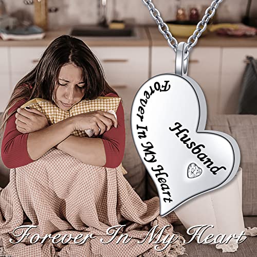 Ladytree 925 Sterling Silver Cremation Urn Necklace for Ashes - style: Husband